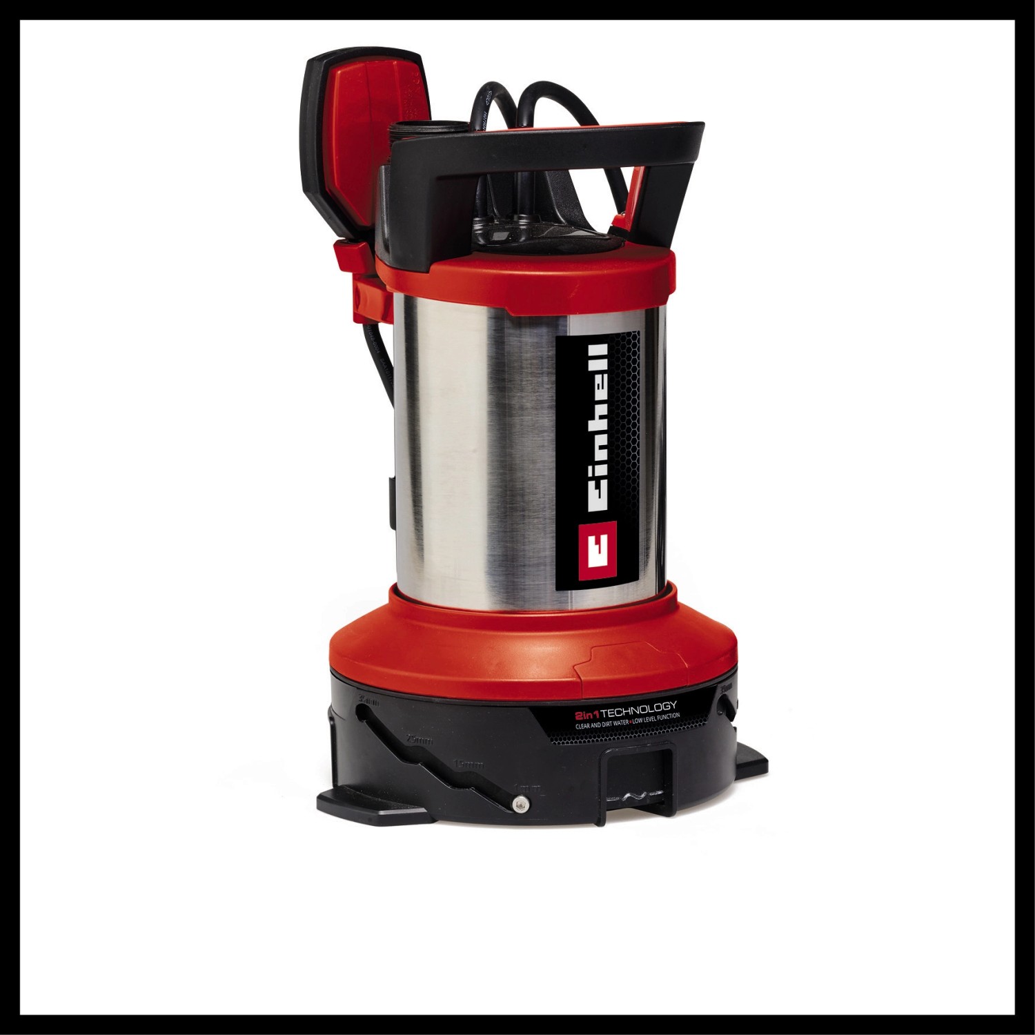 Einhell GE-DP 7535 N LL ECO Schmutzwasserpumpe aus Edelstahl mit Tragegriff.