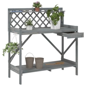 vidaXL Pflanztisch mit Rankgitter Grau Massivholz Tanne 368430