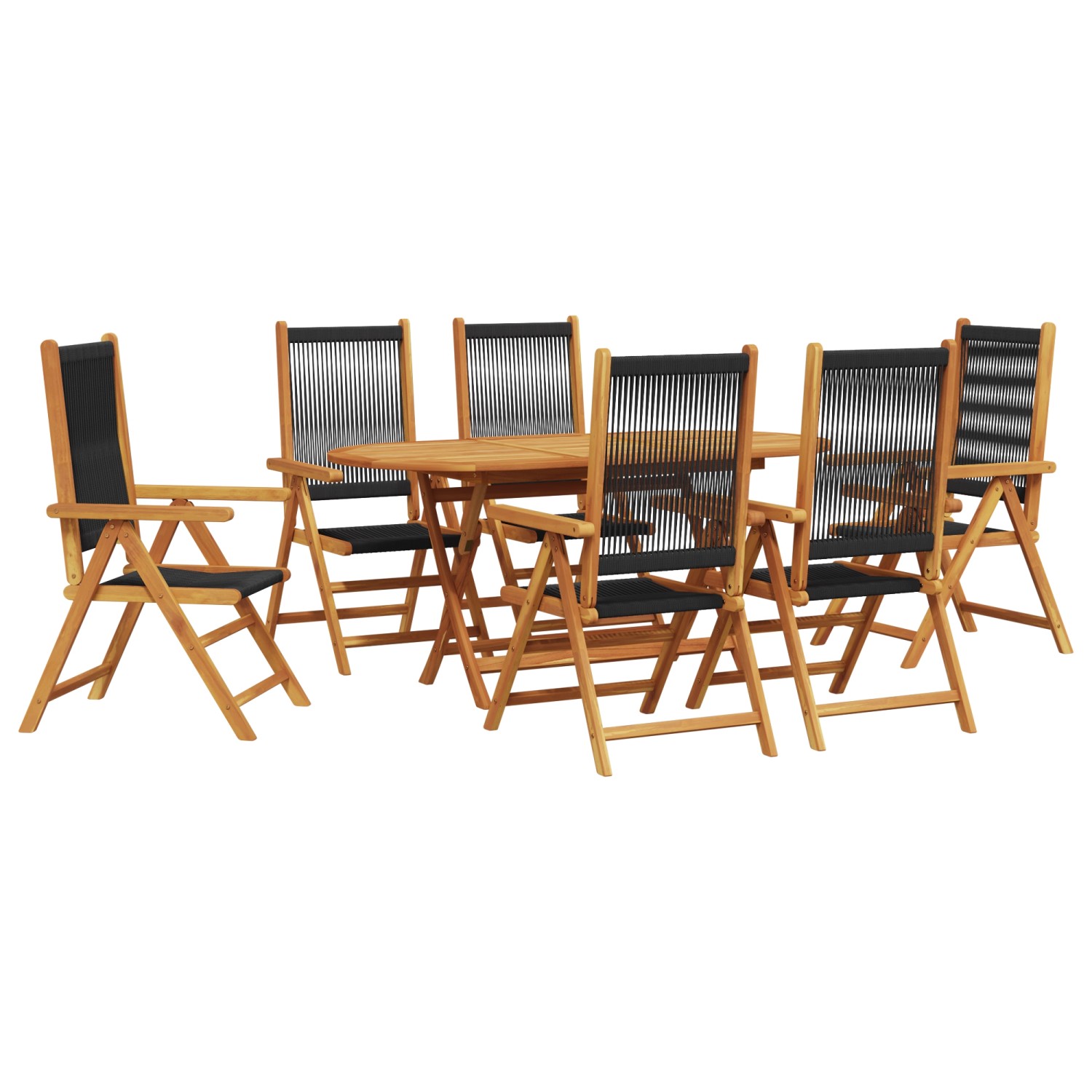 vidaXL 7-tlg Garten-Essgruppe Schwarz Massivholz Akazie & Poly Rattan 33757 günstig online kaufen