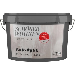 Schöner Wohnen Trendstruktur Loft-Optik Grau, 4 kg Eimer Effektfarbe für Innen, Used-Look.