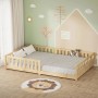 ML-Design Kinderbett 120x200 cm aus Kiefernholz mit Lattenrost und Rausfallschutz.