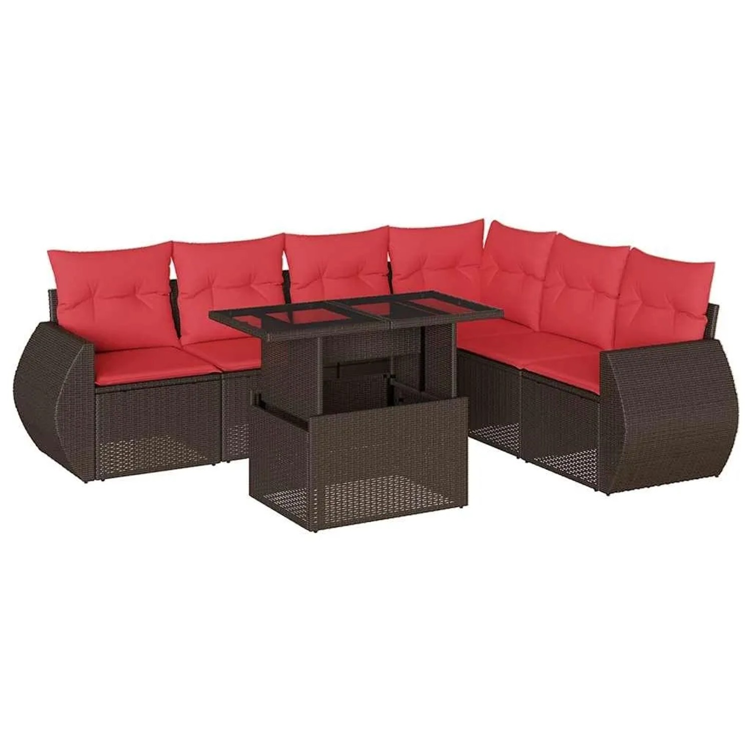 vidaXL 7-Tlg Gartensofa-Set mit Kissen Braun Polyrattan 3268564 günstig online kaufen