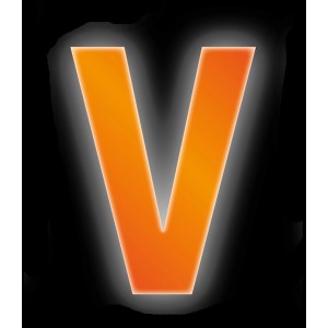 Reflektierender, orangefarbener Klebebuchstabe "V" (8 cm) von Conacord.