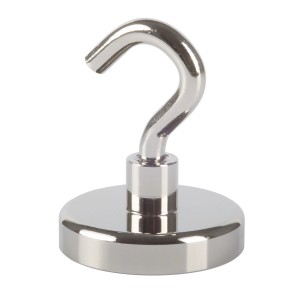 Fix-o-moll Magnethaken Neodym, 43 mm, silberner Haken zum Aufhängen von Gegenständen.