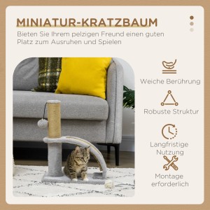 PawHut Kratzbaum mit Kratzbrett, Ball und Liegefläche für Katzen.