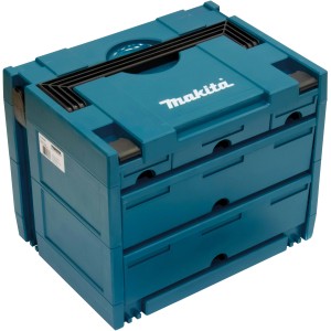 Makita Makstor P-84349 Werkzeugkoffer mit 5 Schubladen in blaugrün. Ideal für Werkzeug und Zubehör.