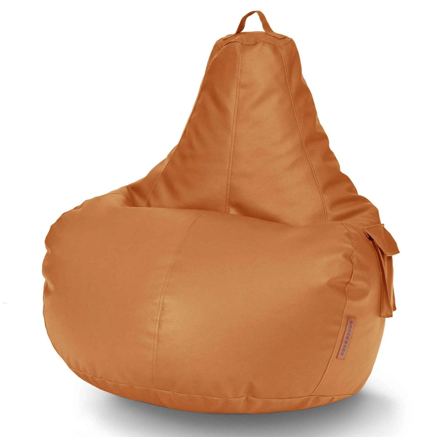 Green Bean Sitzsack Cozy 70 x 90 x 90 cm Leder Wetterfest Waschbarer Bezug Cognac