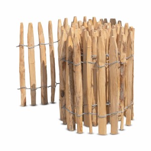 Stiltreu Staketenzaun aus Kastanie, 500x50 cm, Lattenabstand 2-3 cm, für Garten und Grundstück.