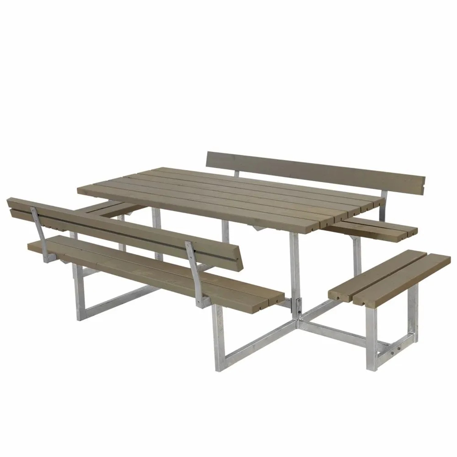 PLUS Gartenmöbel-Set Basic 260 cm mit 2 Anbausätzen und 2 Rückenlehnen Graubraun