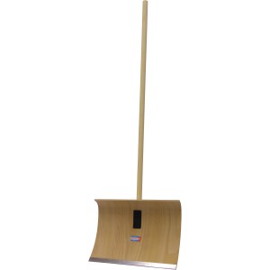Schneeschieber aus Holz mit Metallkante, ideal für den Winterdienst.