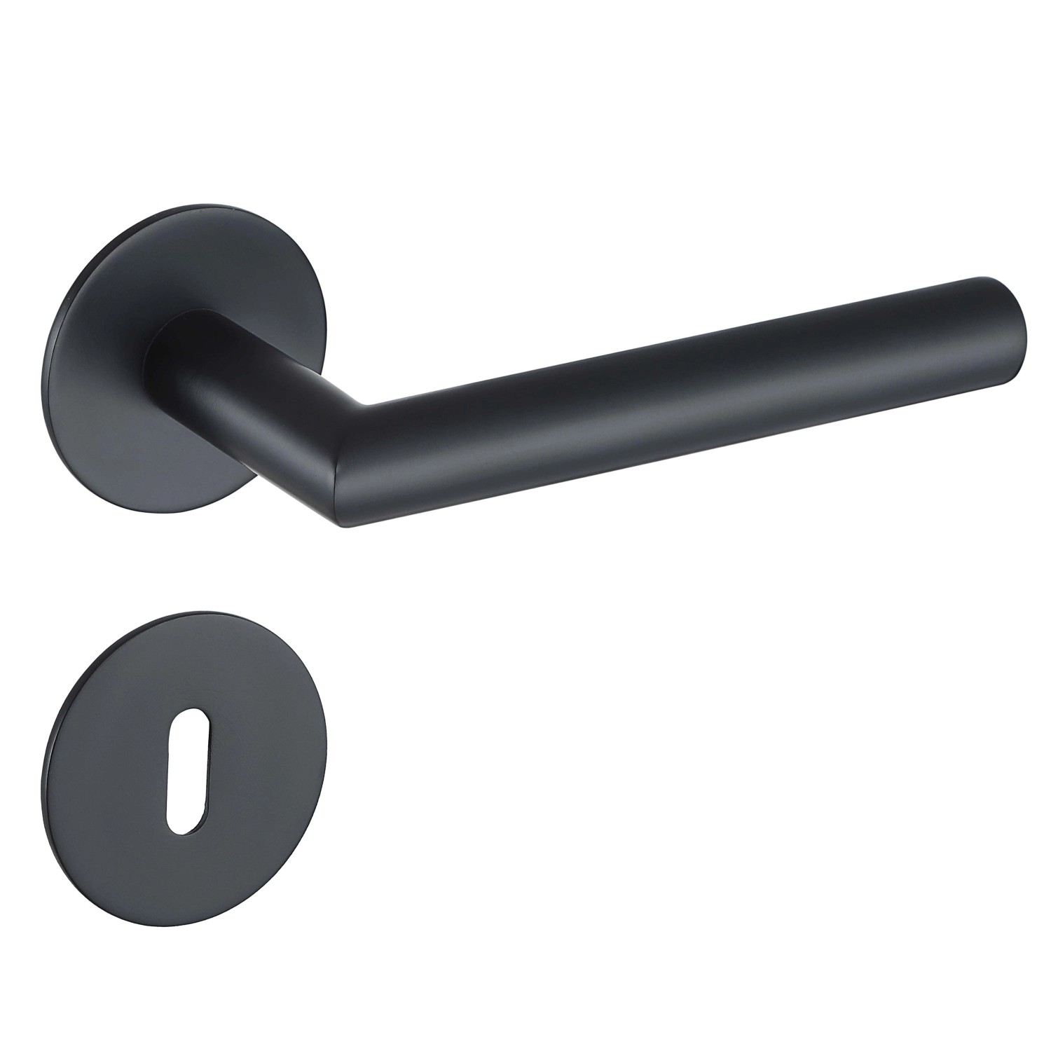 MeinTürgriff Drückergarnitur Toulouse Flachrosette Schwarz Matt Türdrücker BB_2