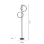 Schwarze Design-Stehlampe Just Light Mini Ritus mit zwei Leuchtringen für Wohnzimmer & Schlafzimmer.