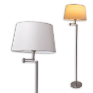 Beige Näve Stehleuchte Bologna, 158cm hoch, mit schwenkbarem Gelenkarm und Textilschirm.