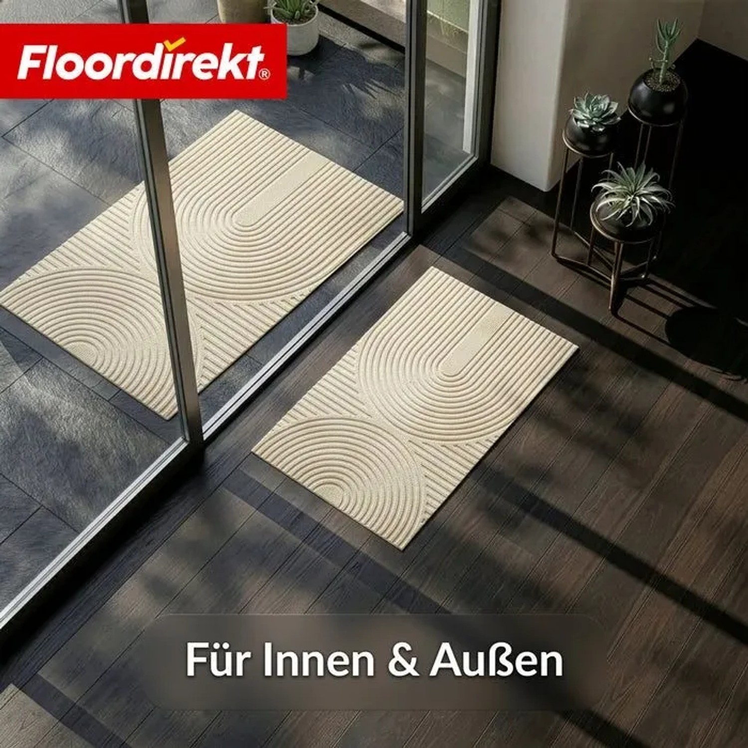 Floordirekt Schmutzfangmatte CIRCA Waschbar Rutschfest TPE-Rücken Beige Wellen 40 x 60 cm_4