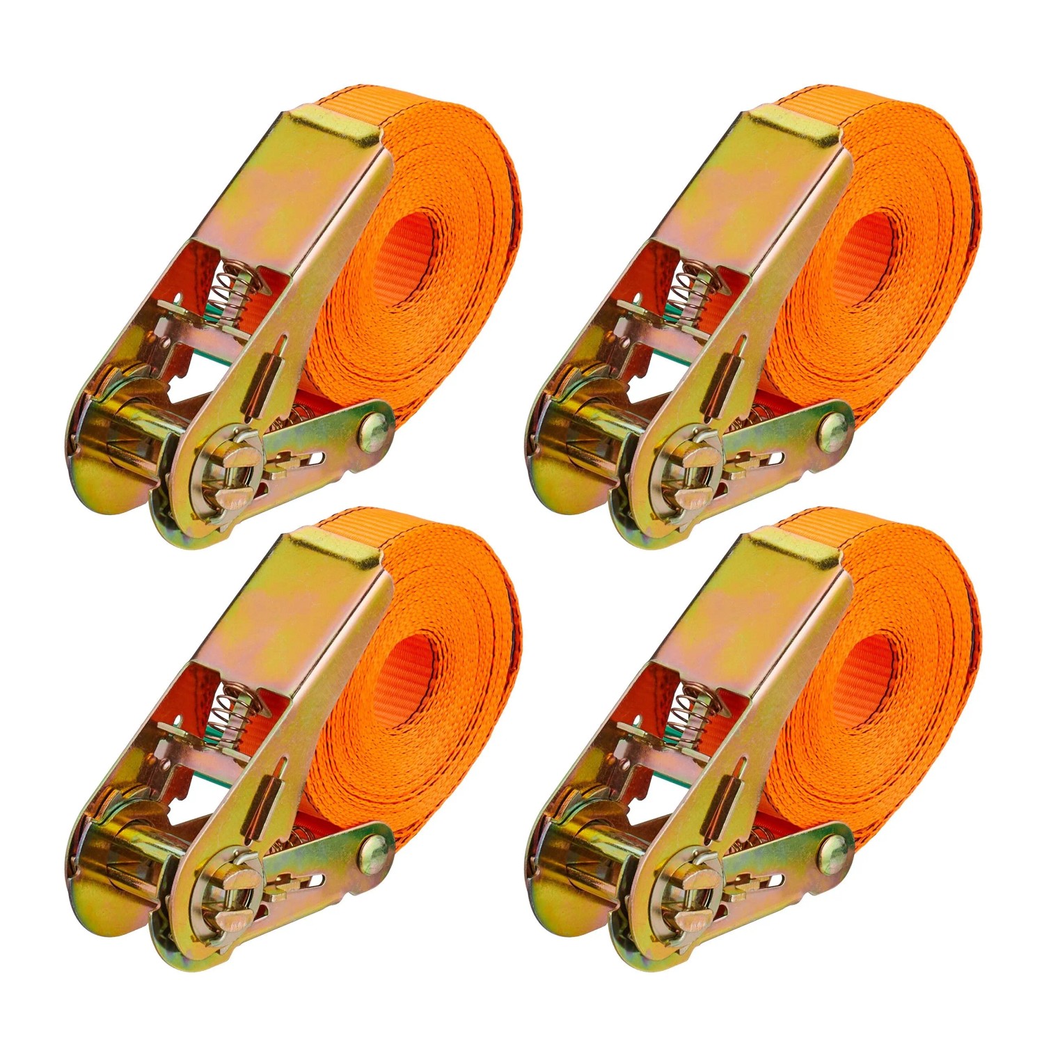 Relaxdays Spanngurte Polyester Stahl Orange Gold mit Ratsche 4er Set 5 m