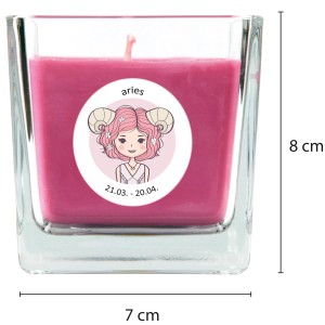 HS Candle Duftkerze Sternzeichen Widder im Glas, rosa. Stumpenkerze mit Lavendelduft.