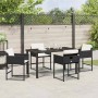 Schwarze 5-tlg. vidaXL Garten Essgruppe aus Poly Rattan mit Kissen für Terrasse und Garten.