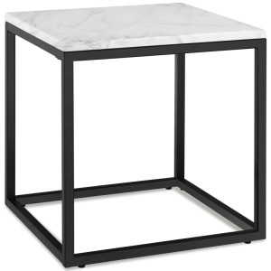 Tectake Beistelltisch Alysia Quadratisch Platte In Marmoroptik  45 x 45 x 47 50 cm Schwarz Weiß