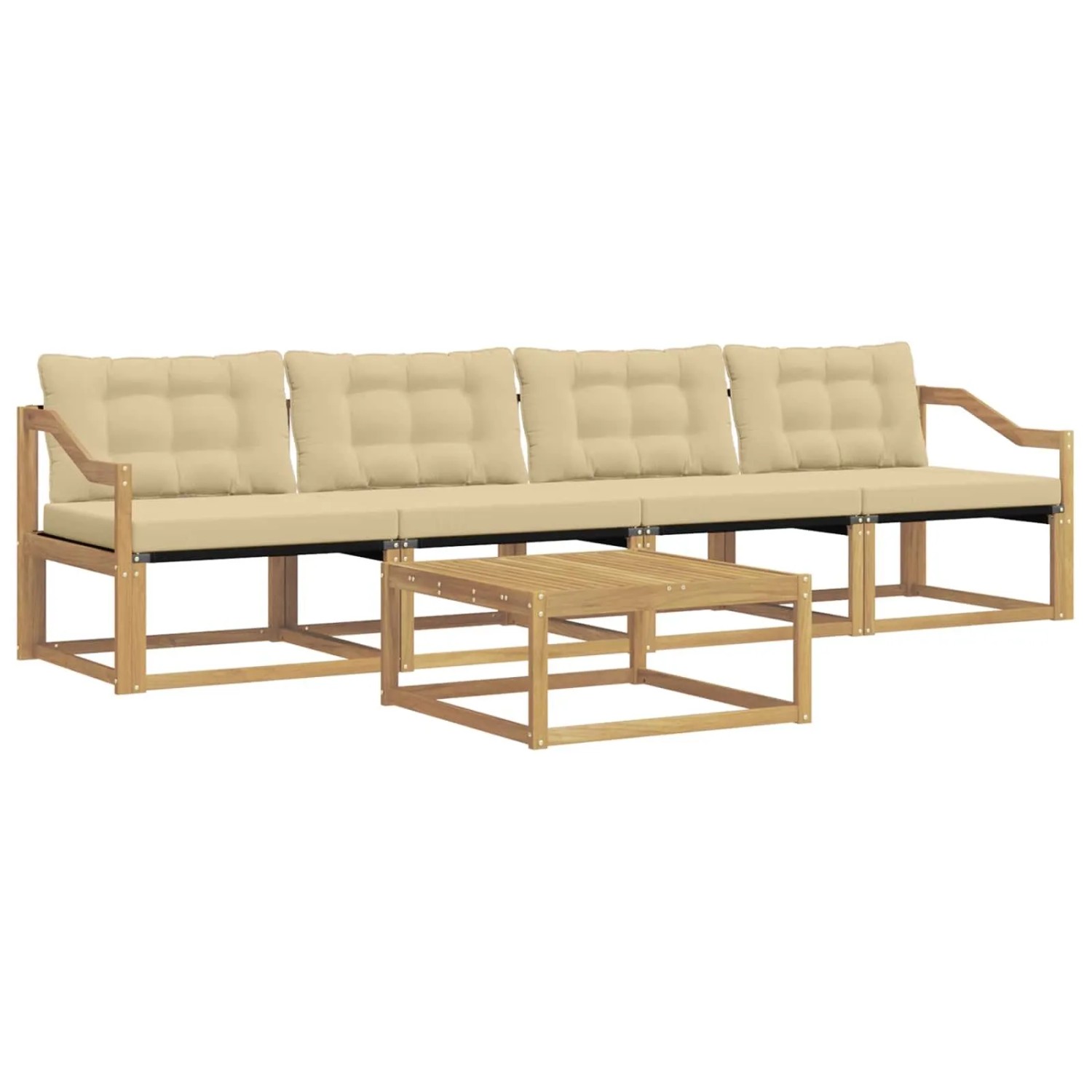 vidaXL Outdoor-Sofagarnitur 5 Stk Weiß und Beige 79 x 79 x 37 cm 3388407