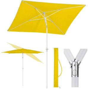 Gelber, rechteckiger Sekey Sonnenschirm 180x125 cm mit Schutzhülle für Balkon und Terrasse.