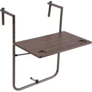 Hängeklapptisch Tabora für Balkon, 60x61x83,5 cm, Holzoptik, platzsparend und höhenverstellbar.