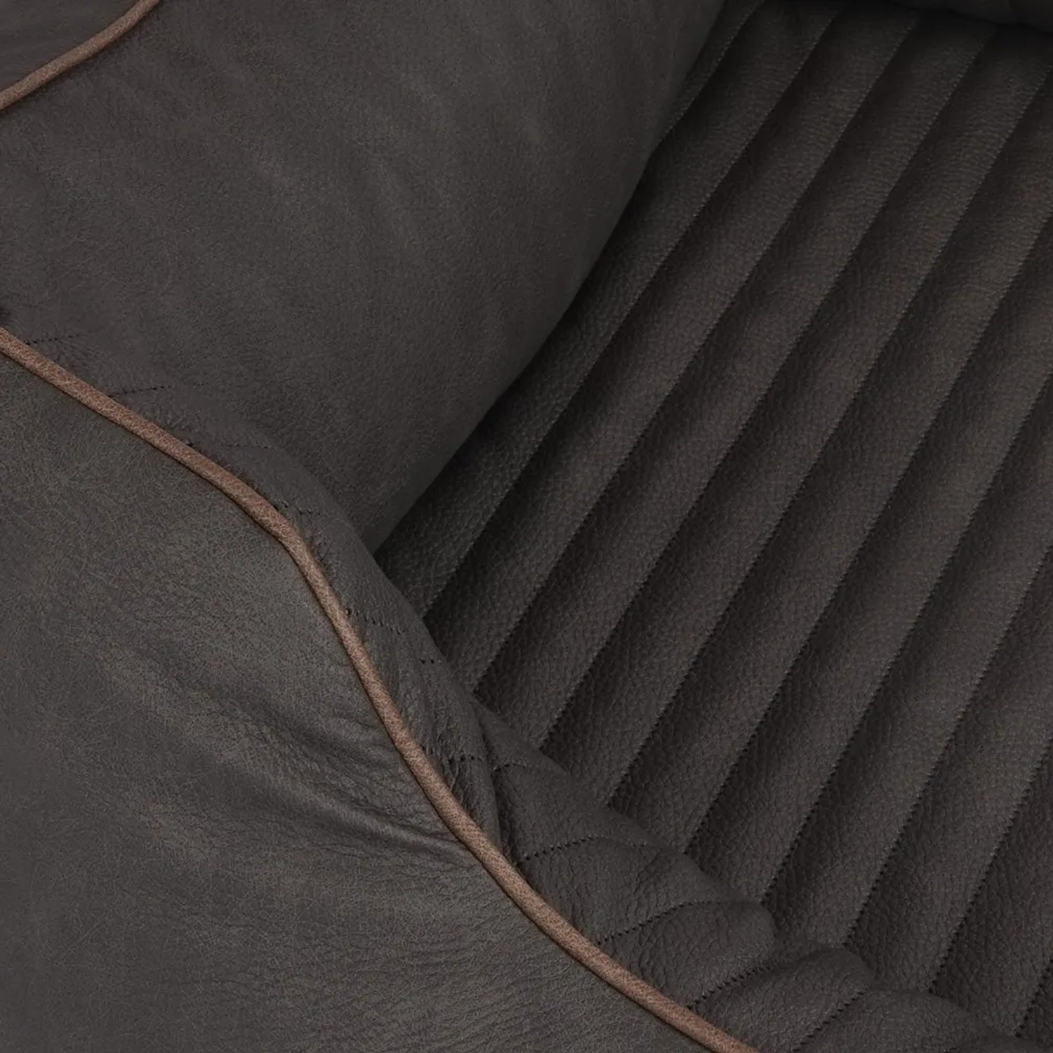 Detailaufnahme: Schwarzes Knuffelwuff Hundebett Tampa aus Kunstleder, orthopädisch, XXL.
