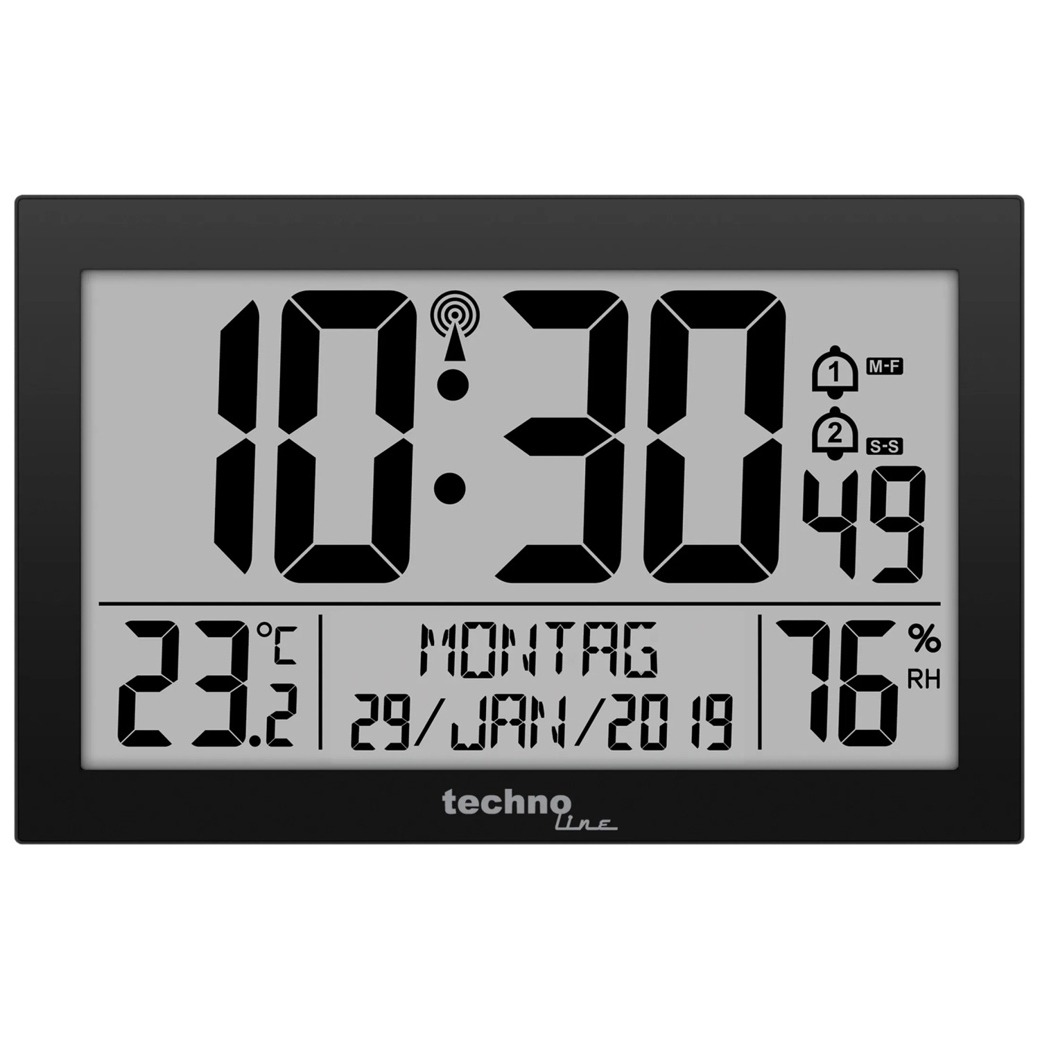 technoline Wanduhr WS 8016 Schwarz