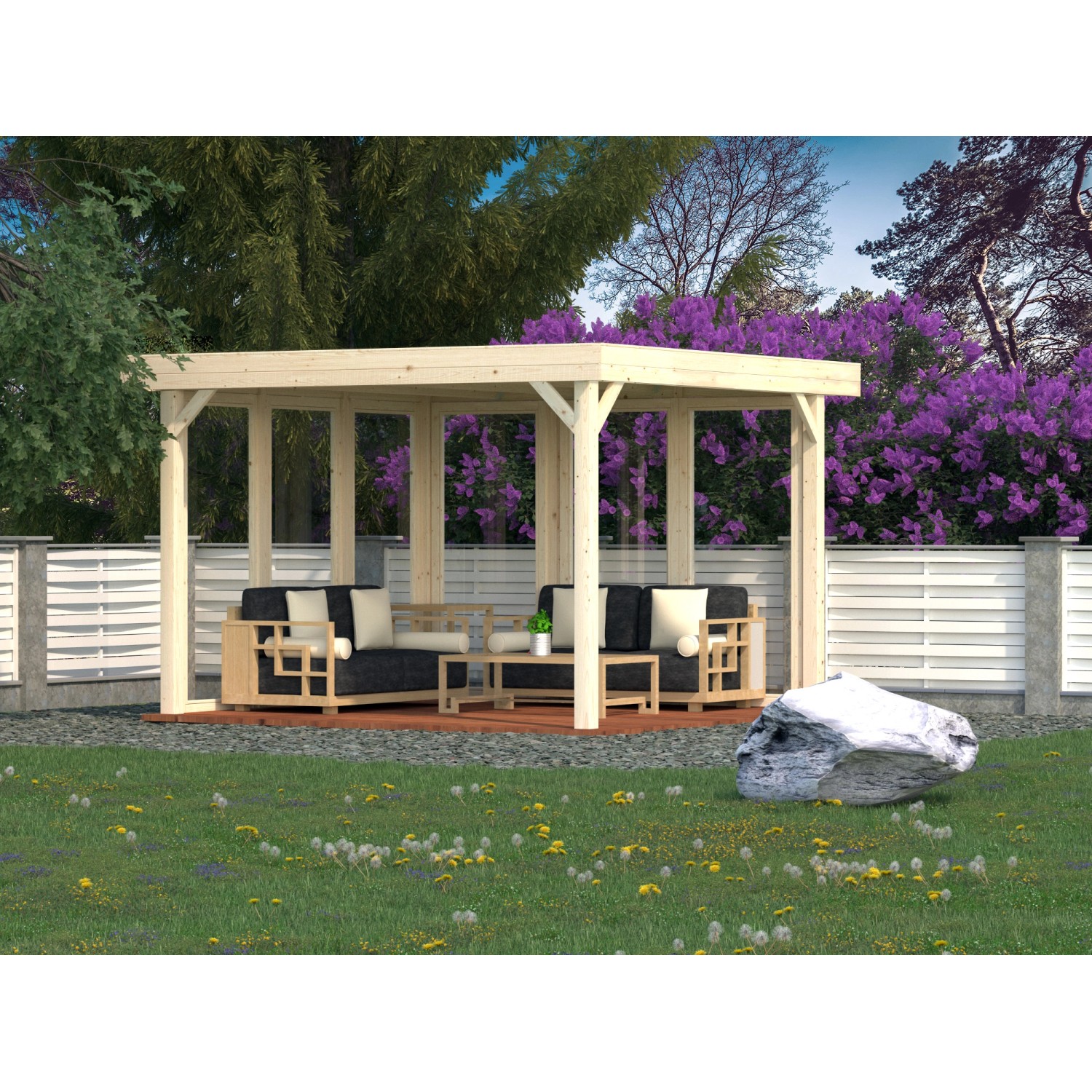 Palmako Glaselement für Holz-Pavillon Lucy Lackiert Weiß FSC® günstig online kaufen
