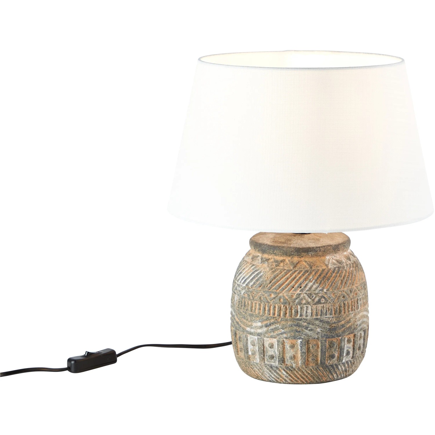 Brilliant Tischlampe Amadora, weiß-braun, mit Keramikfuß und Textilschirm. Leselampe für Wohnzimmer und Schlafzimmer.