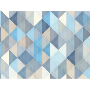 A.S. Création Vliestapete Trendwall mit blau-creme Muster und geometrischen Dreiecken.