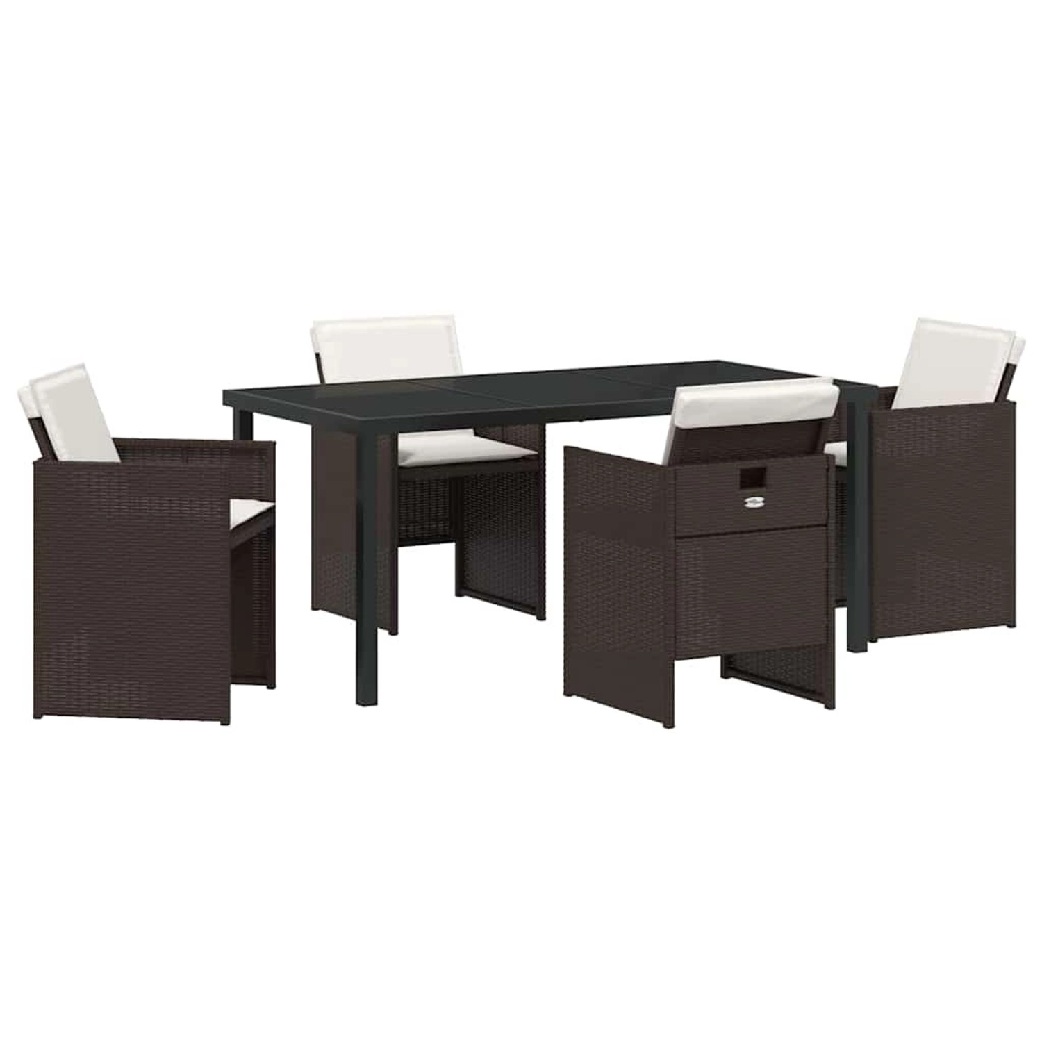vidaXL Garten Essgruppe mit Kissen Falten 5-Tlg Braun Poly Rattan 3379954 günstig online kaufen