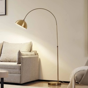 Moderne Lindby Bogenleuchte Lennart in Bronze, Metall, 1-flammig, für Wohnzimmer