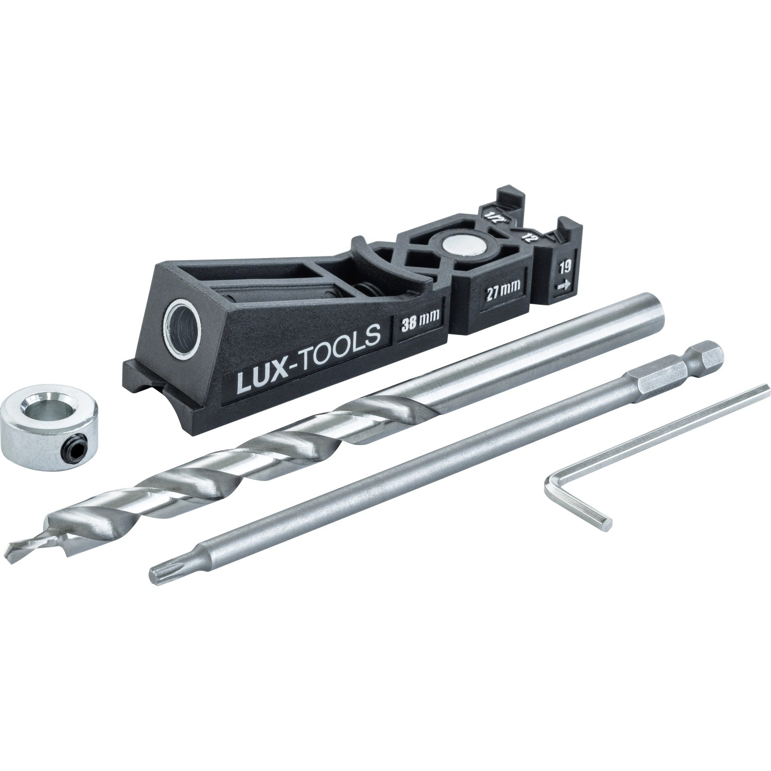 LUX-TOOLS 1-er Taschenloch-Bohrschablone Set 4-teilig