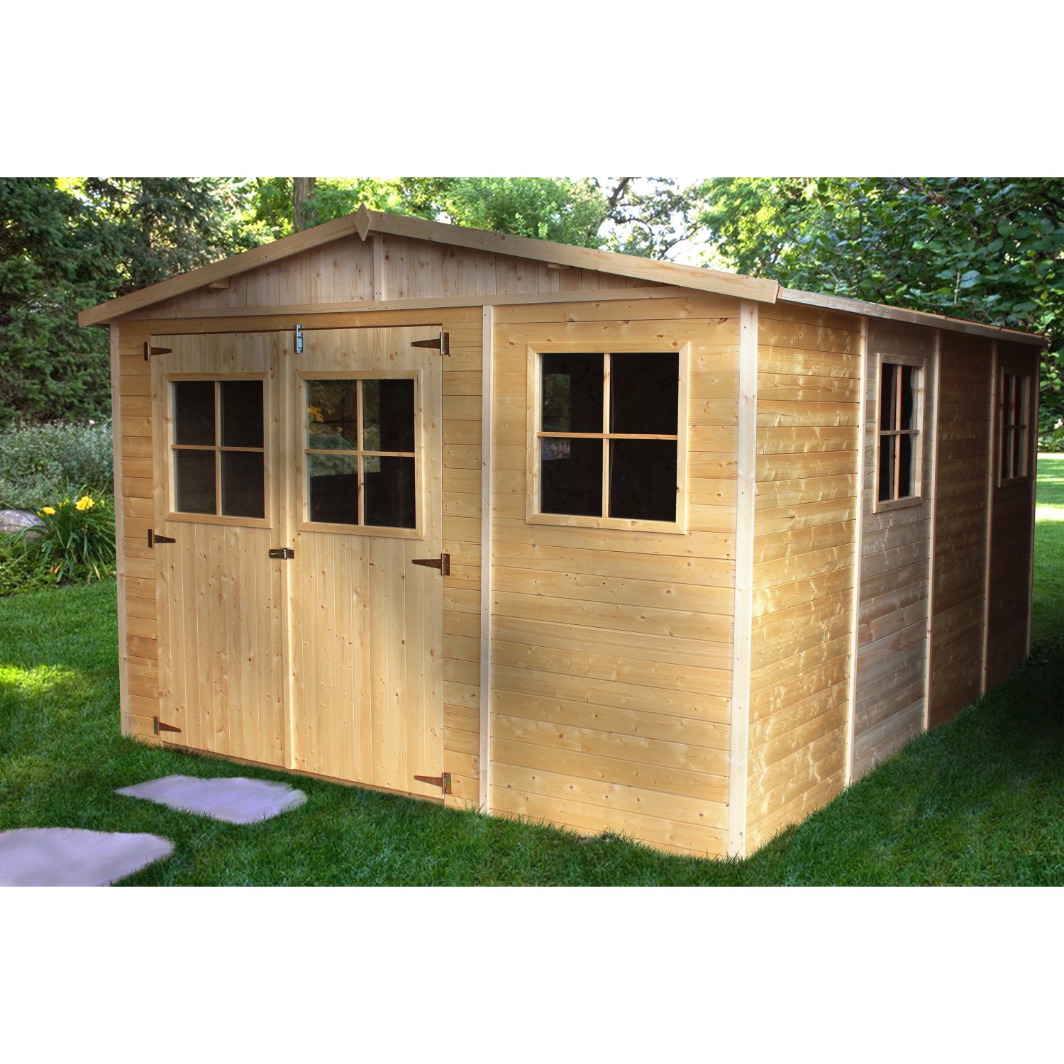 Timbela Gartenhaus Holz M336 11,97 m² mit Fenstern ohne Boden günstig online kaufen