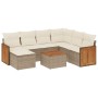 Beige 8-tlg. Poly Rattan Garten-Sofagarnitur mit Kissen für Terrasse & Garten.