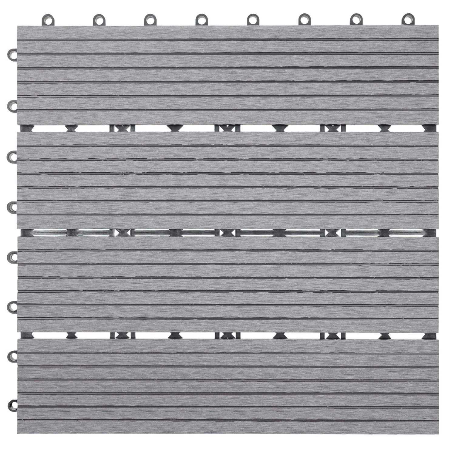 MCW WPC Bodenfliese Sarthe Holzoptik Balkon/Terrasse 11x Je 30x30cm - 1qm Basis Grau Linear