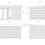 Technische Zeichnung Palmako Holz-Gartenhaus Pultdach, Maße und Ansichten des Hauses.