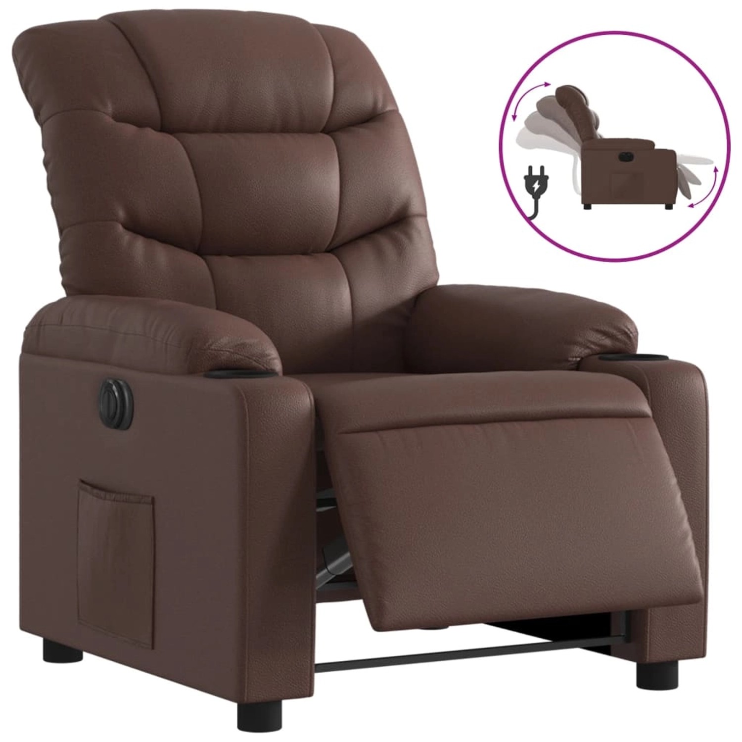 vidaXL Elektrischer Relaxsessel Braun Kunstleder 3206587 günstig online kaufen
