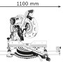 Bosch Professional GCM 12 GDL Kapp- und Gehrungssäge mit Maßangaben (1100 x 740 mm).