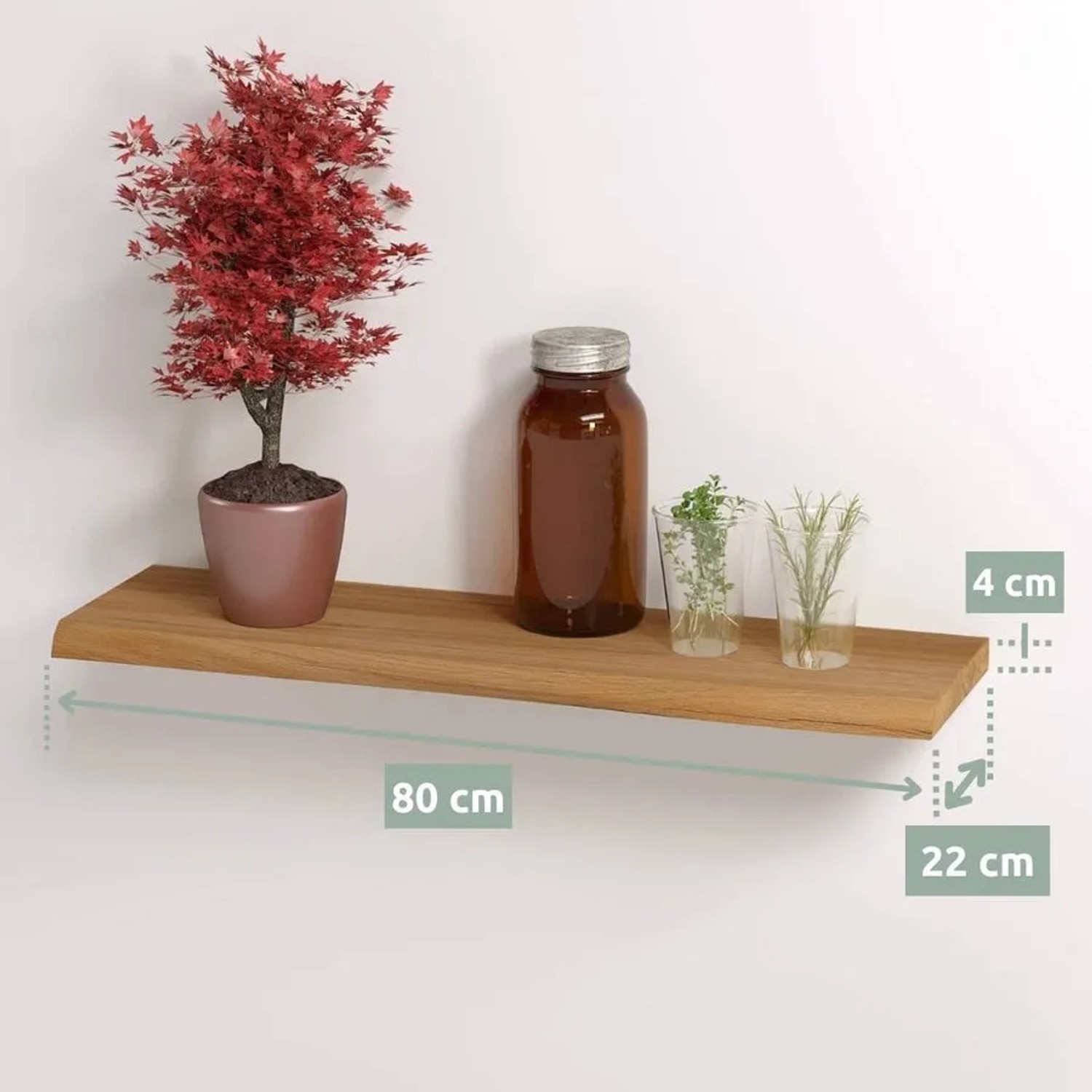 Schweberegale Aus Massivholz – 2 Stück, 91,4 Cm Lang, Natürliche Holzoptik