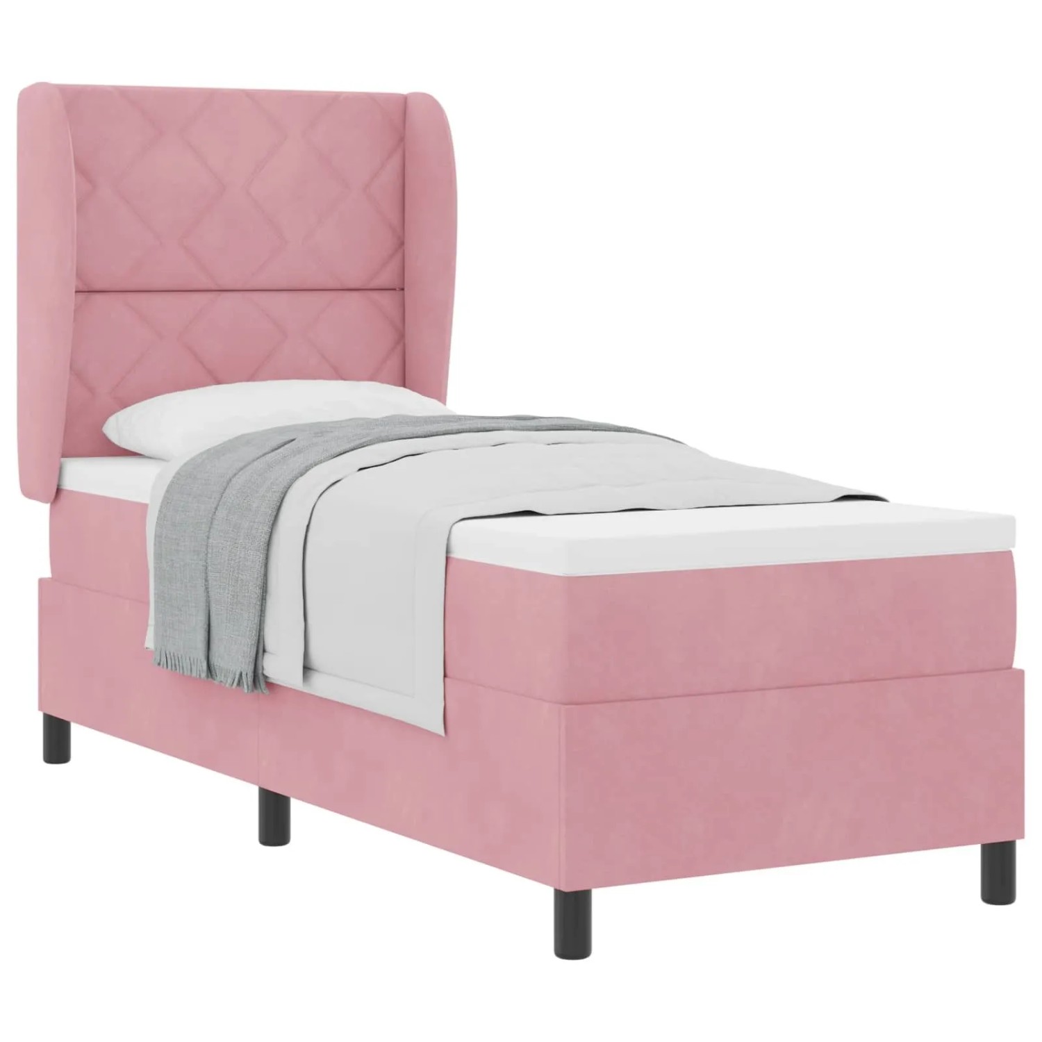 vidaXL Boxspringbett mit Matratze Rosa 200 x 80 cm Polyester 3340957