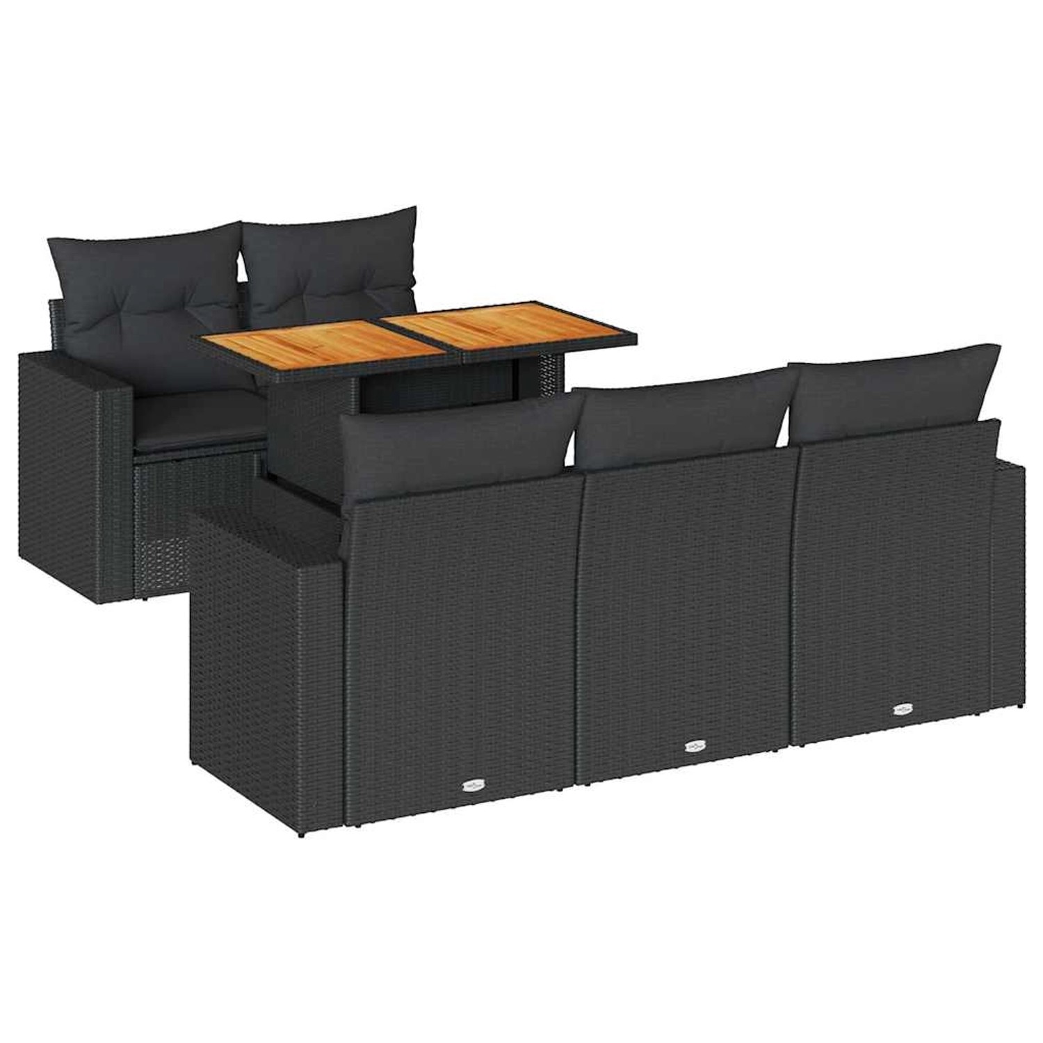 vidaXL 6-Tlg Garten-Sofagarnitur mit Kissen Schwarz Poly Rattan 3326988 günstig online kaufen