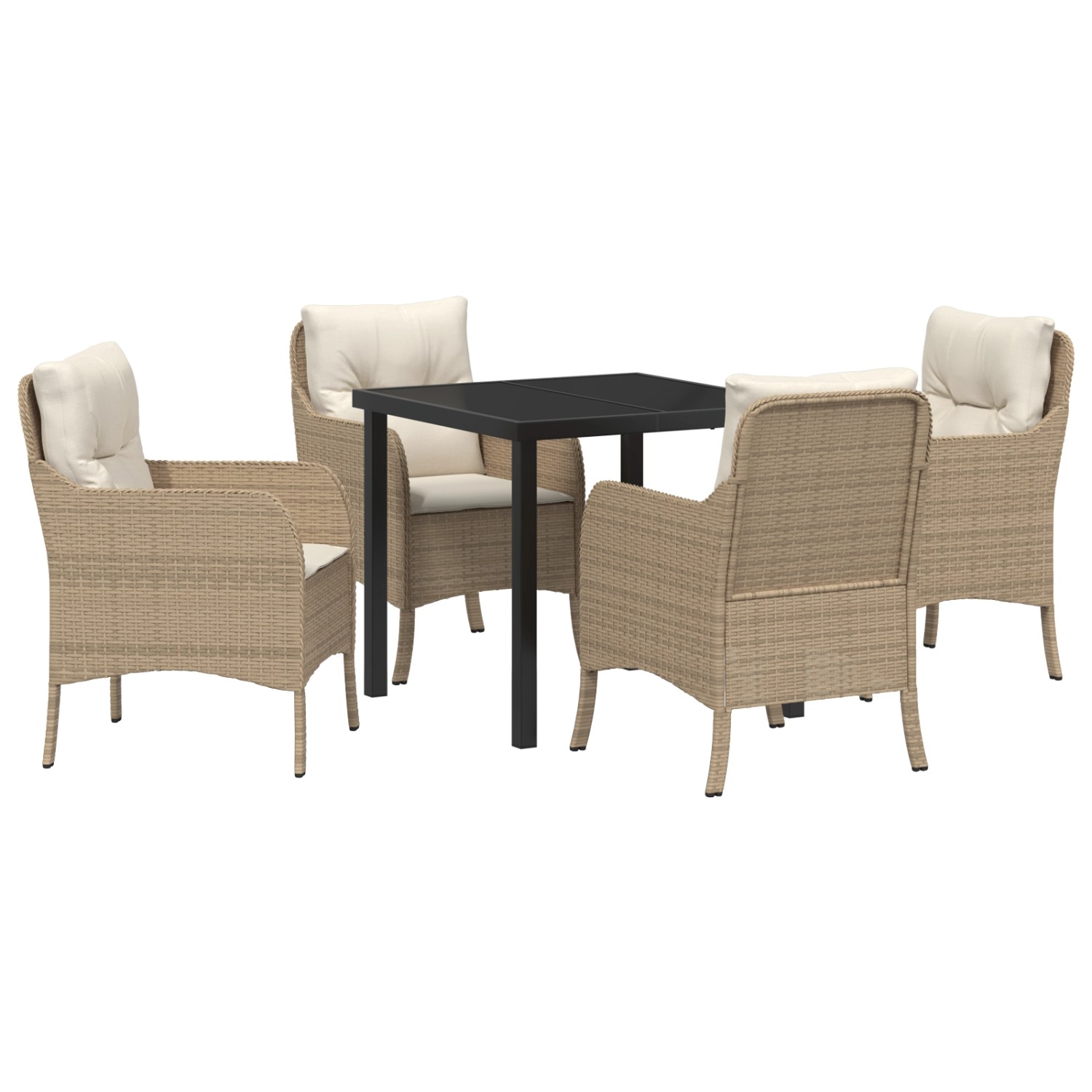 vidaXL 5-Teiliges Garten-Ess-Set mit Kissen in Beige Poly Rattan 3380170