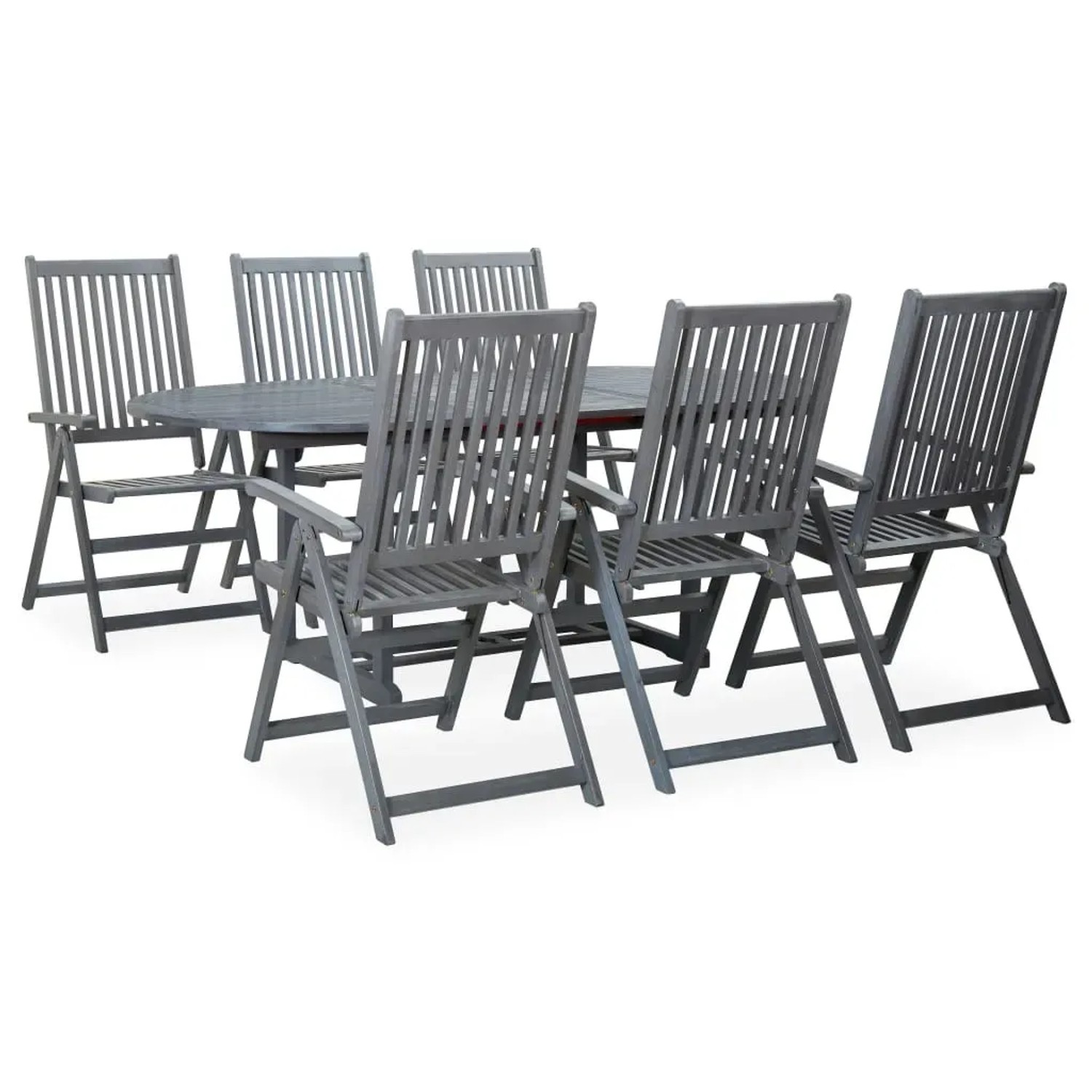 vidaXL 7-Tlg Garten-Essgruppe Massivholz Akazie Grau 47278