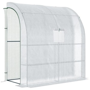 Furnicato Foliengewächshaus Tomatengewächshaus Mit Mesh Fenster Treibhaus Mit Aufrollbaren Türen Anzuchthaus Mit Uv Schutz Weiß 200 X 100 X 215 Cm