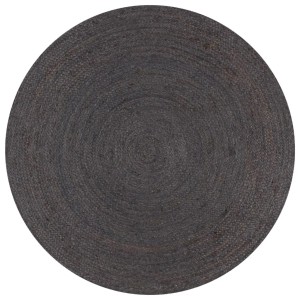 vidaXL Teppich Handgefertigt Jute Rund 90 cm Dunkelgrau 133665