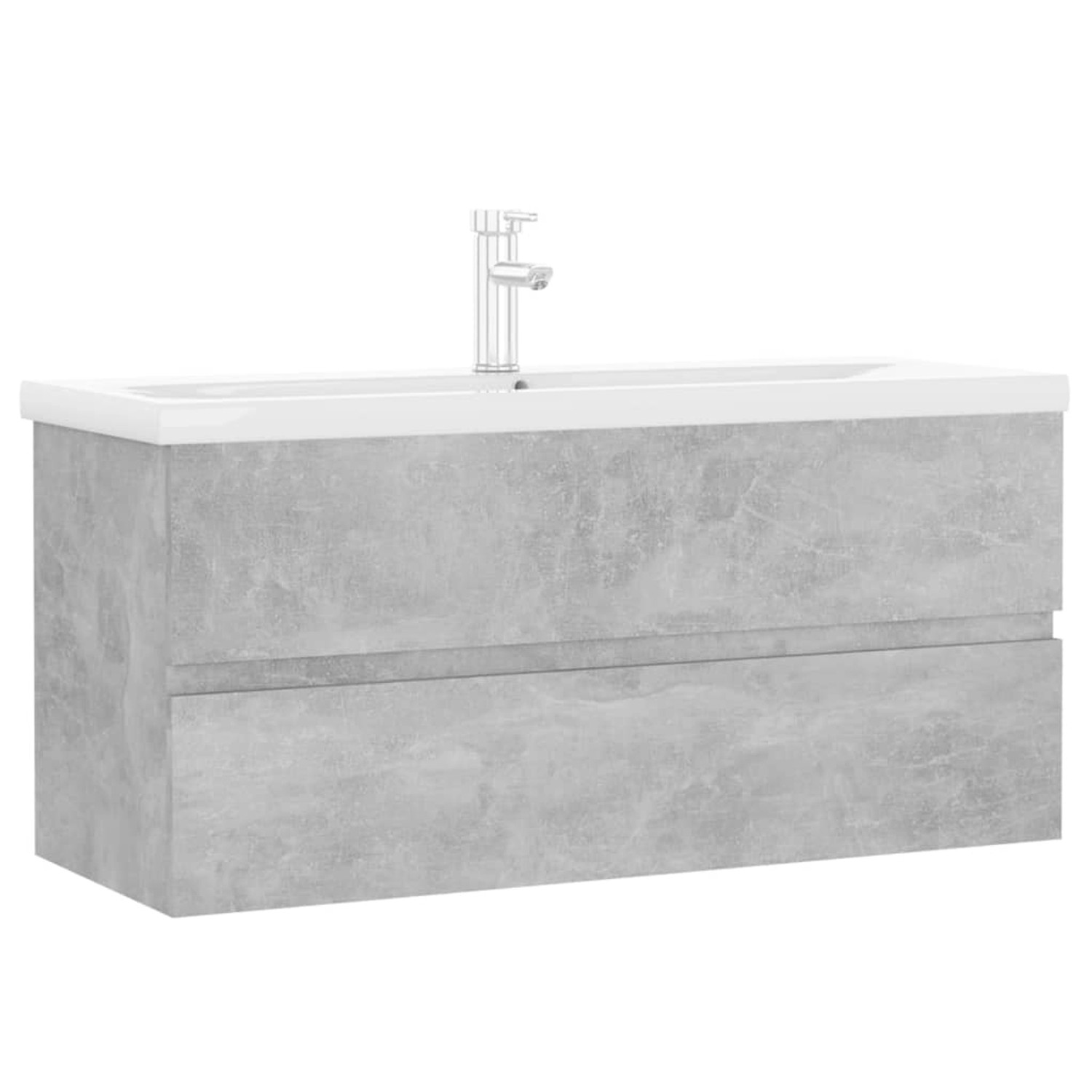 vidaXL Waschbeckenunterschrank Einbaubecken Betongrau Holzwerkstoff 3071661