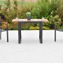 Merxx Tinos 3-tlg. Gartenmöbel-Set mit Stapelsesseln und Ausziehtisch (80/120x70 cm) auf Terrasse.
