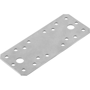 Flachverbinder Edelstahl, 140x55mm, mit Löchern zur Möbelbefestigung im Innen- und Außenbereich.