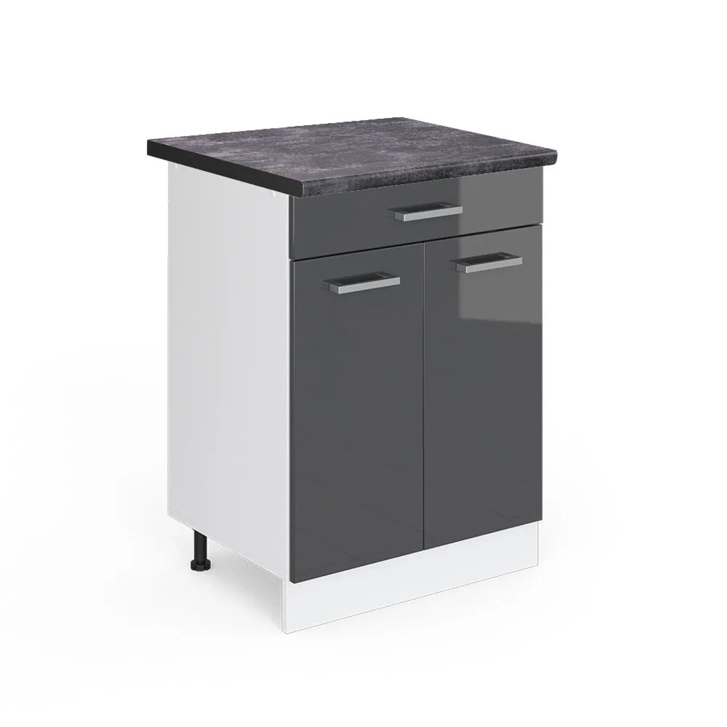 Vicco Küchenunterschrank R-Line Anthrazit Hochglanz Weiß 60 cm mit Schublade AP Anthrazit
